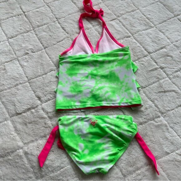Justice | Pink and Green "Watermelon" Tankini Swim Set | Size 6 - Picture 4 of 7